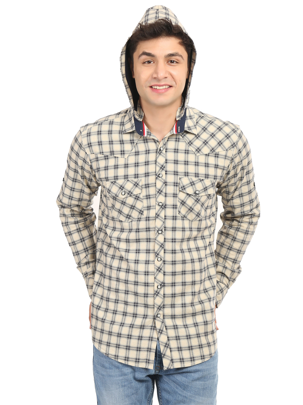 Men’s Navy Cream Button Shirt Online