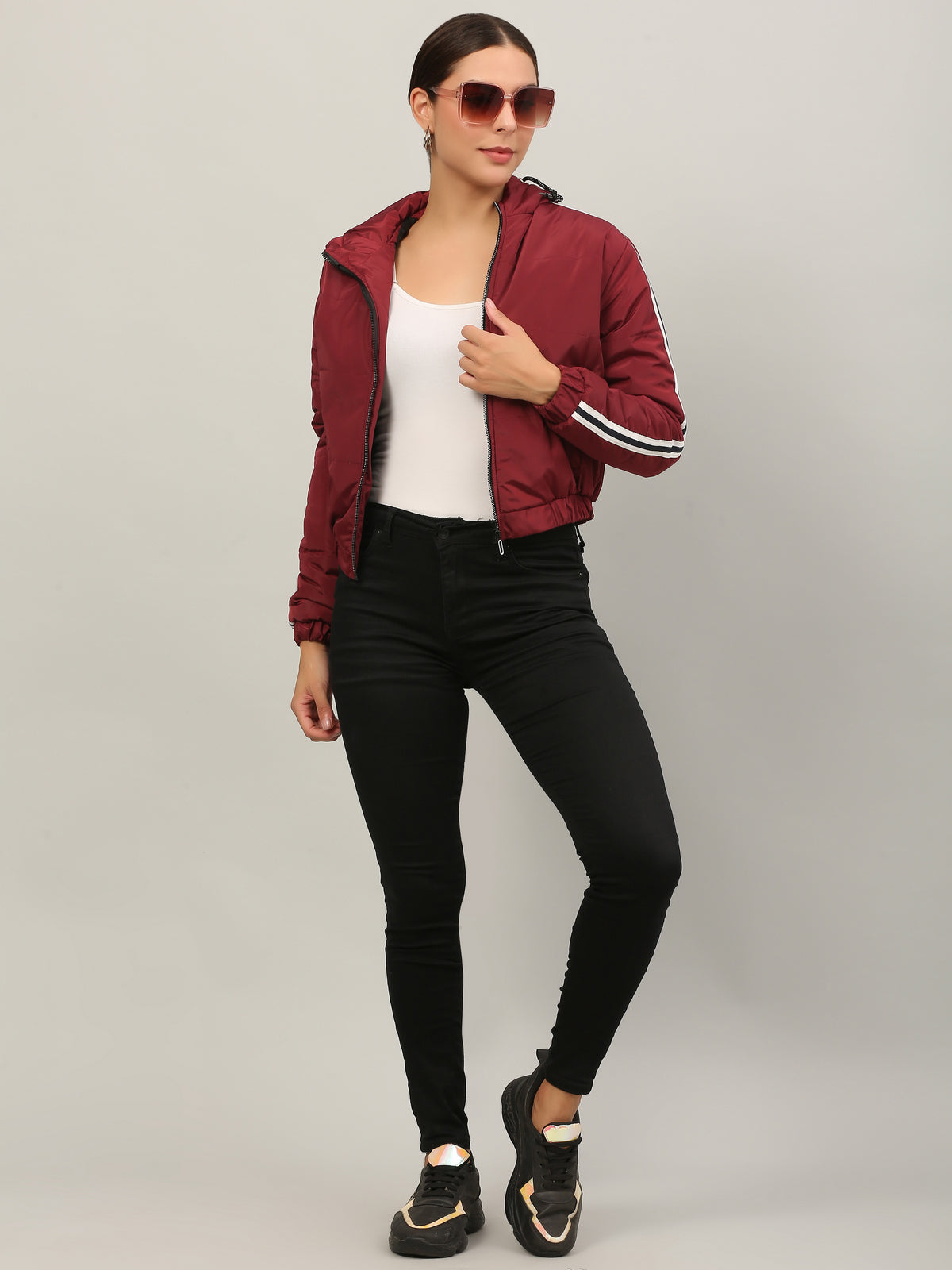 Imported jacket self Design for women