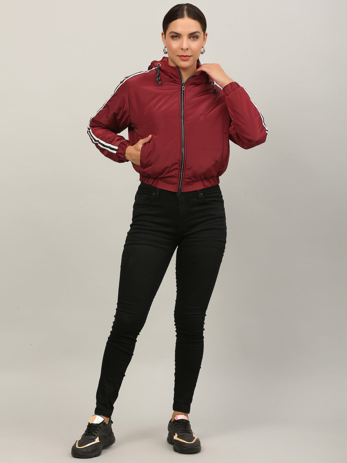Imported jacket self Design for women