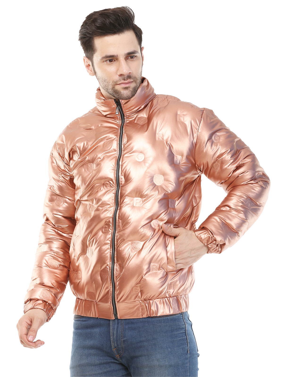 Men Self Design Casual Jacket